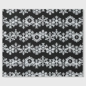 Snowflake Monogram Zwart Kerst Wrapping Papier (Vlak)