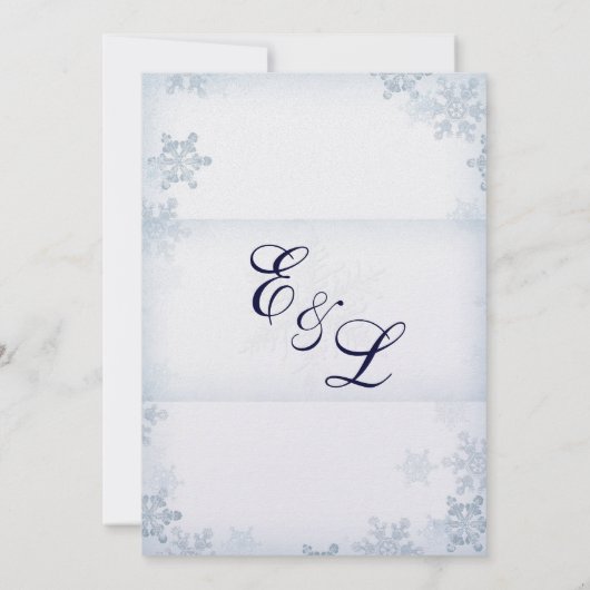 SnowFlake Monogrammed Wedding Invitation Kaart (Achterkant)
