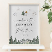 Snowflake Mountain Baby shower Welkomstbord Poster