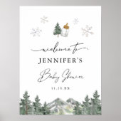 Snowflake Mountain Baby shower Welkomstbord Poster (Voorkant)