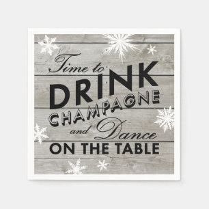 Snowflake Napkin Time to Drink Champagne Servet