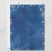 Snowflake Navy Blue en Silver Winter Baby shower Kaart (Achterkant)