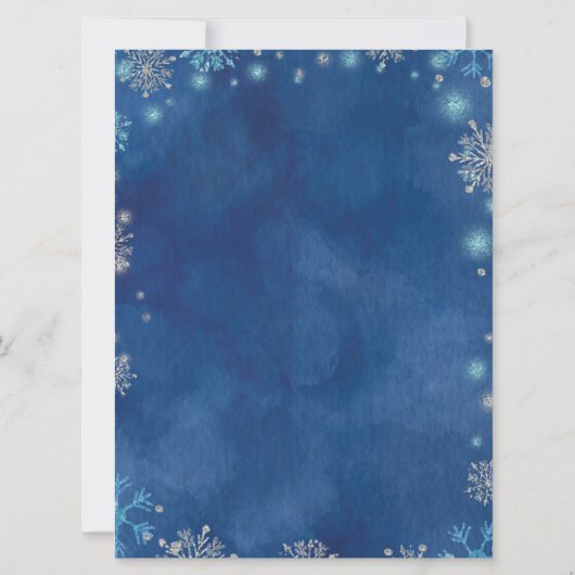 Snowflake Navy Blue en Silver Winter Baby shower Kaart (Achterkant)