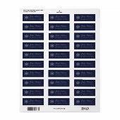 Snowflake Navy Blue Faux Silver Winter Holidays  Etiket (Full Sheet)