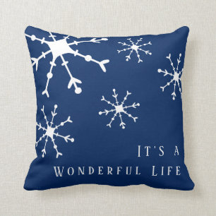 Snowflake Navy Blue Kerstmis Kussen