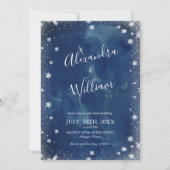 Snowflake Navy Blue Waterverf Winter Weddenschap Kaart (Voorkant)