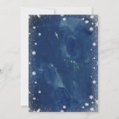 Snowflake Navy Blue Waterverf Winter Weddenschap Kaart (Achterkant)