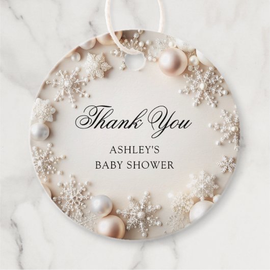 Snowflake Neutraal Baby shower Dank u Bedankjes Labels (Voorkant)