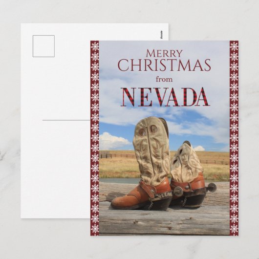Snowflake Nevada Cowboy Boots kerst Feestdagenkaart (Voorkant / Achterkant)