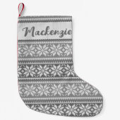 Snowflake Nordic Gray Sweater Pattern Persoonlijk Kleine Kerstsok (Voorkant)
