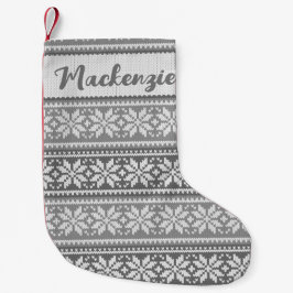 Snowflake Nordic Gray Sweater Pattern Persoonlijk Kleine Kerstsok