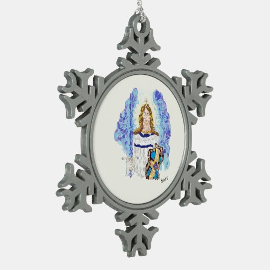 Snowflake omhuld versiering: Archangel Micheal Tin Sneeuwvlok Ornament (Links)