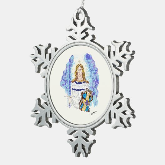 Snowflake omhuld versiering: Archangel Micheal Tin Sneeuwvlok Ornament (Rechts)