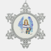 Snowflake omhuld versiering: Archangel Micheal Tin Sneeuwvlok Ornament (Voorkant)