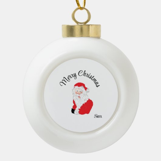 Snowflake omhuld versiering: Santa Claus Keramische Bal Ornament (Voorkant)