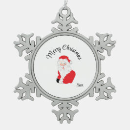 Snowflake omhuld versiering: Santa Claus Tin Sneeuwvlok Ornament