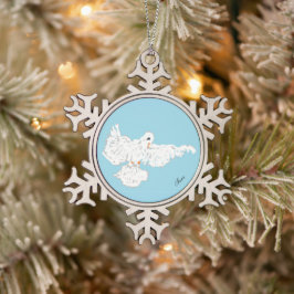Snowflake omhuld versiering: witte dove tin sneeuwvlok ornament
