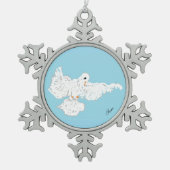 Snowflake omhuld versiering: witte dove tin sneeuwvlok ornament (Voorkant)