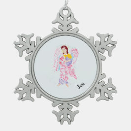 Snowflake-omhuld versieringsmiddel: Archangel Sela Tin Sneeuwvlok Ornament