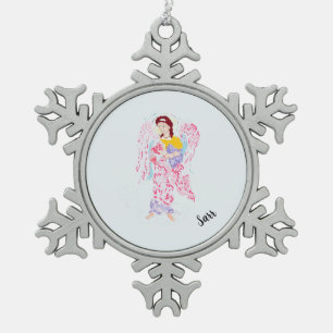 Snowflake-omhuld versieringsmiddel: Archangel Sela Tin Sneeuwvlok Ornament