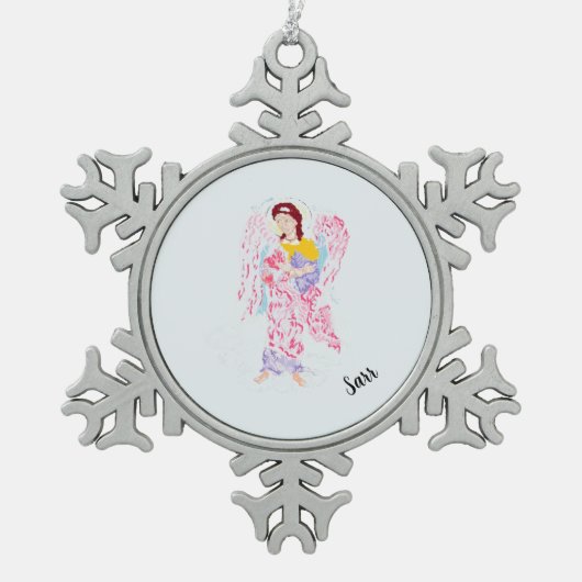 Snowflake-omhuld versieringsmiddel: Archangel Sela Tin Sneeuwvlok Ornament (Voorkant)