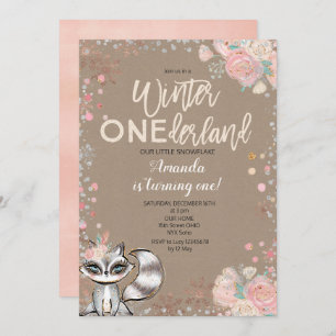 Snowflake ONEderland 1st Birthday Uitnodiging