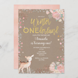 Snowflake ONEderland 1st Birthday Uitnodigingskraf Kaart