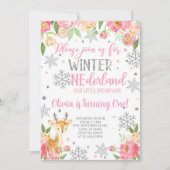 Snowflake Onederland meisje verjaardagsuitnodiging Kaart (Voorkant)