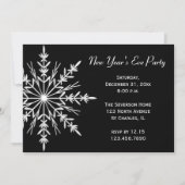 Snowflake op Black New Year's Eve Party Kaart (Voorkant)