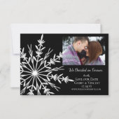 Snowflake op Black Winter Weddenschap Save The Date (Voorkant)