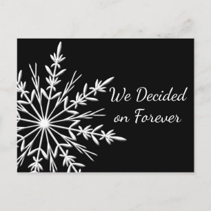 Snowflake op Black Winter Wedding Save the Date Aankondigingskaart