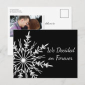 Snowflake op Black Winter Wedding Save the Date Aankondigingskaart (Voorkant / Achterkant)