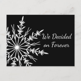 Snowflake op Black Winter Wedding Save the Date Aankondigingskaart