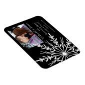 Snowflake op Black Winter Wedding Save the Date Magneet (Rechterzijde)