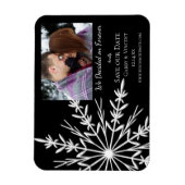 Snowflake op Black Winter Wedding Save the Date Magneet (Verticaal)