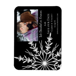 Snowflake op Black Winter Wedding Save the Date Magneet