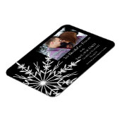 Snowflake op Black Winter Wedding Save the Date Magneet (Linkerzijde)
