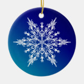 Snowflake op blauw keramisch ornament (Voorkant)