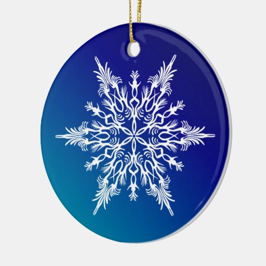 Snowflake op blauw keramisch ornament (Links)