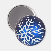 Snowflake op blauw magneet (Voorkant / Achterkant)