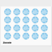 Snowflake (op blauw) ronde sticker (Vel)