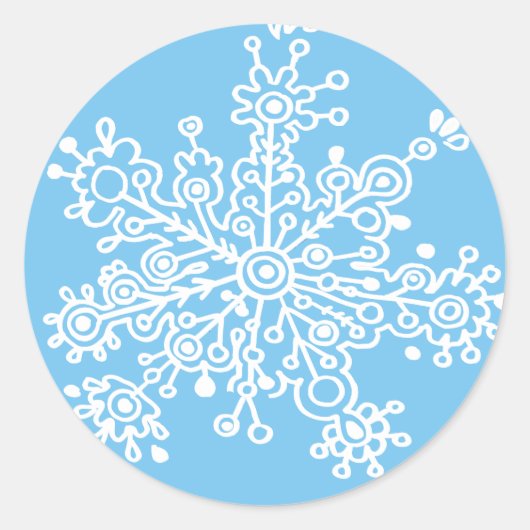 Snowflake (op blauw) ronde sticker (Voorkant)