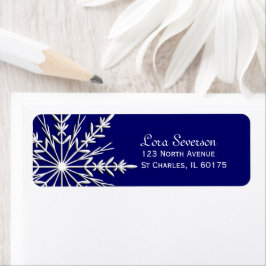 Snowflake op Blue Holiday Return Address Etiket
