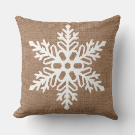 Snowflake op Burlap Country Style Kerstmis Buitenkussen