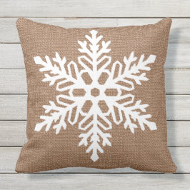 Snowflake op Burlap Country Style Kerstmis Buitenkussen