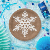 Snowflake op Burlap Country Style Kerstmis Papieren Bordje (Feest)