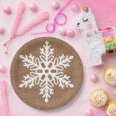 Snowflake op Burlap Country Style Kerstmis Papieren Bordje (Feest)