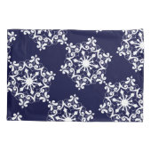 Snowflake op donkerblauw kussensloop (Achterkant-Links)