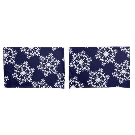 Snowflake op donkerblauw kussensloop (Voorkant-Set)