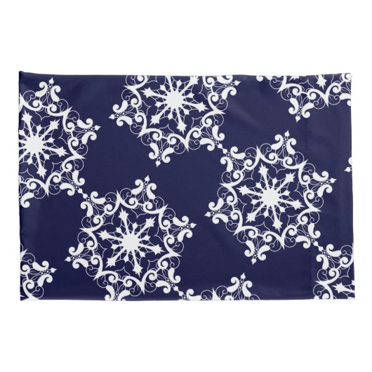 Snowflake op donkerblauw kussensloop (Achterkant-Rechts)
